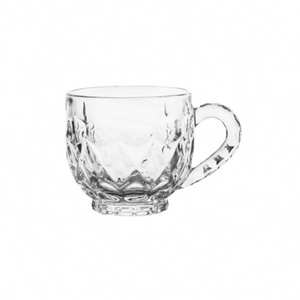 Hot Sale Glass Coffee Mugs 14 Oz Clear Embossed Glass Cups, Creative Tea Glass Coffee cup