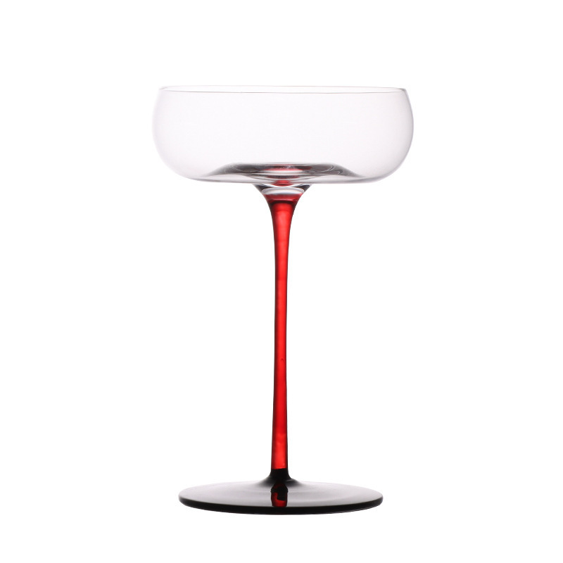 Crystal glass red and black bottom cocktail cup Champagne tall glass Creative personality Martini cup