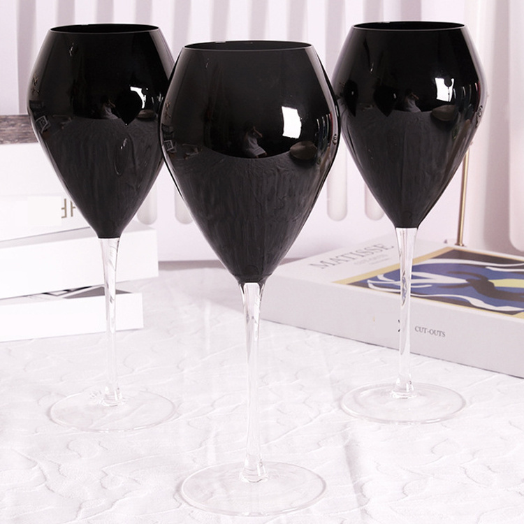 Black Red Wine Glasses Transparent Goblet Wine Glass Lead Free Durable Glassware For Party