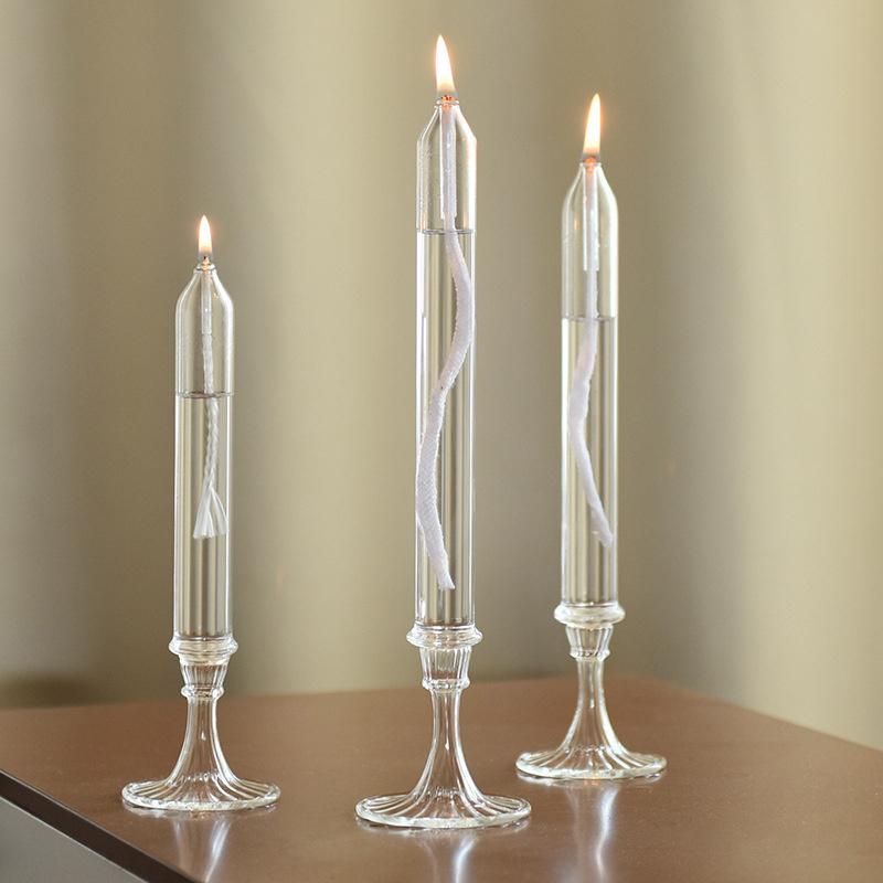 Hot Sale Creative Shape Transparent Glass Pillar Candle Holder For Home Decoration