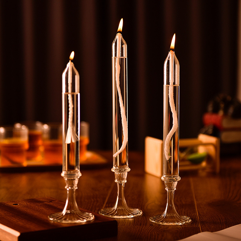 Hot Sale Creative Shape Transparent Glass Pillar Candle Holder For Home Decoration