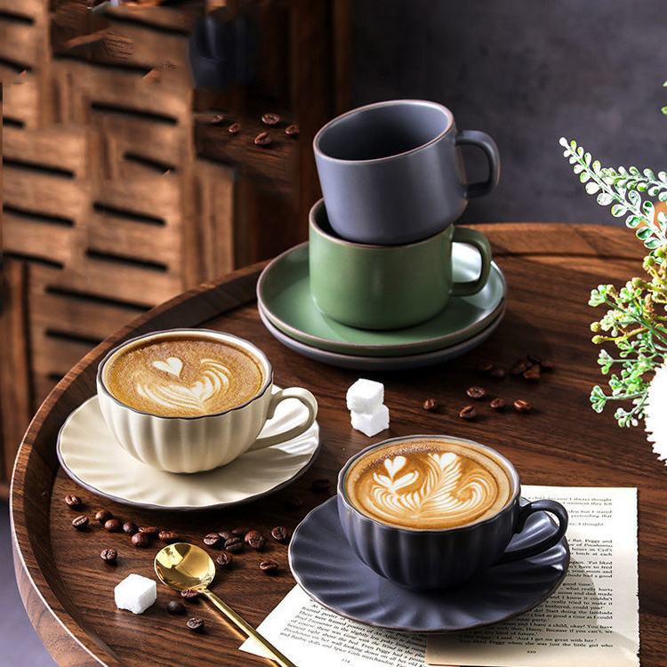 Nordic Custom luxury Porcelain Tea Cups Set Wholesale Latte Espresso Cup Coffee Cup Saucer Sets