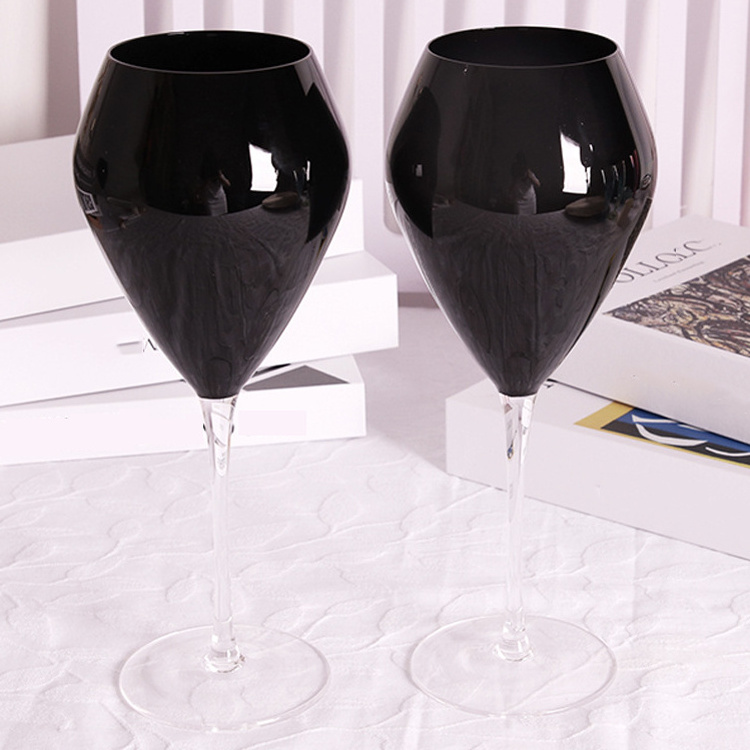 Black Red Wine Glasses Transparent Goblet Wine Glass Lead Free Durable Glassware For Party