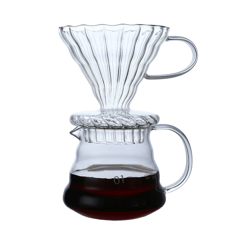 Hand coffee pot set glass vertical pattern sharing pot hand pot coffee equipment