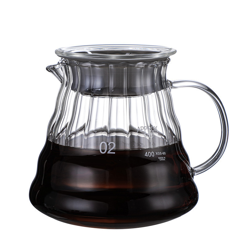 Hand coffee pot set glass vertical pattern sharing pot hand pot coffee equipment