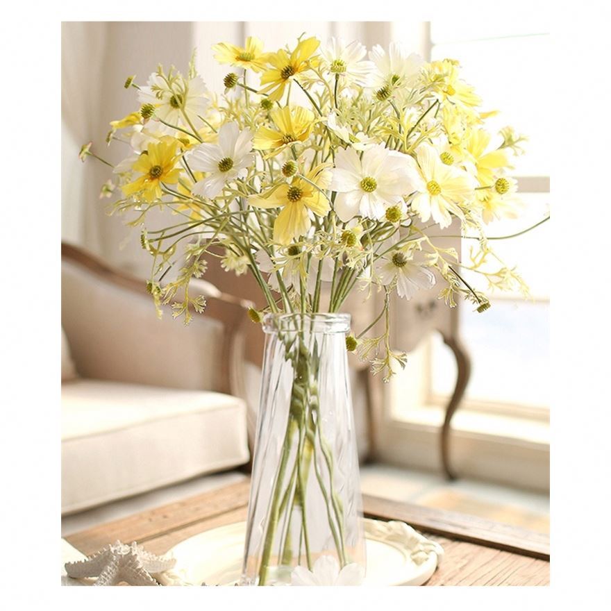 Vases Clear Ribbed Handblown Glass Flower Jar Vase Folded Rim Decor Candleholder Table Decoration Centerpieces