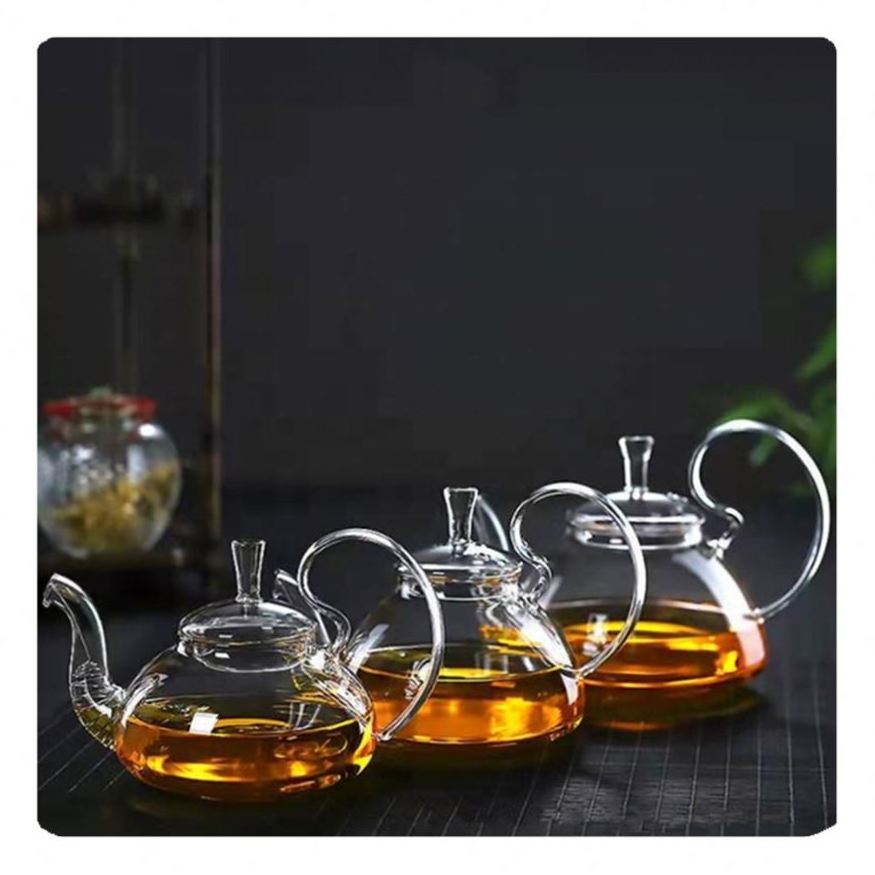 New style High borosilicate heat-resistant upgraded clear glass teapot with removable coffee infuser