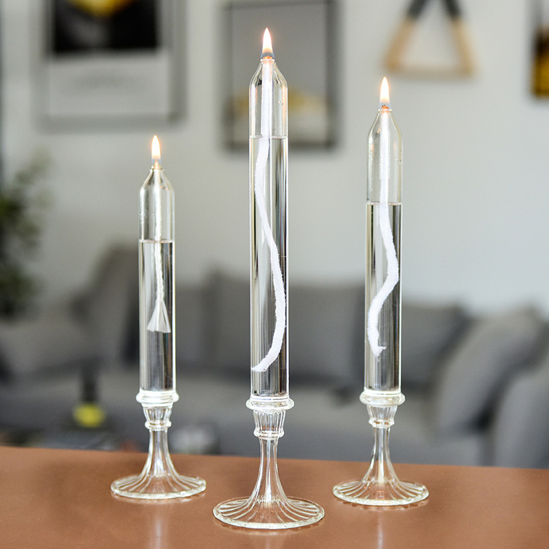 Hot Sale Creative Shape Transparent Glass Pillar Candle Holder For Home Decoration