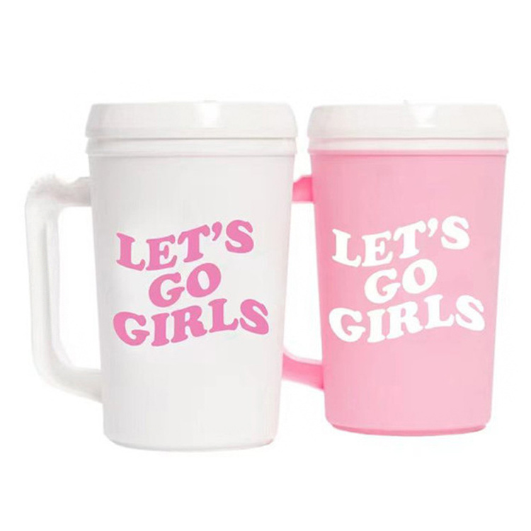 Custom Hot 22oz Coffee Cup Travel Mugs PP Tumbler Reusable Plastic Mug With Lids And Straw