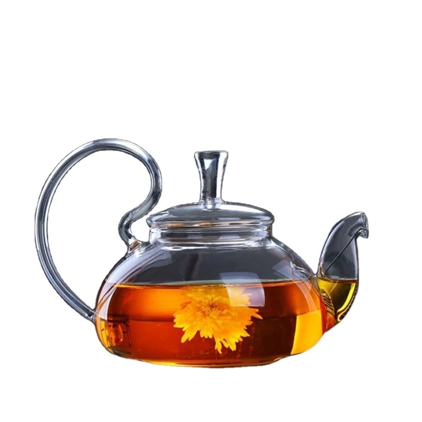 New style High borosilicate heat-resistant upgraded clear glass teapot with removable coffee infuser