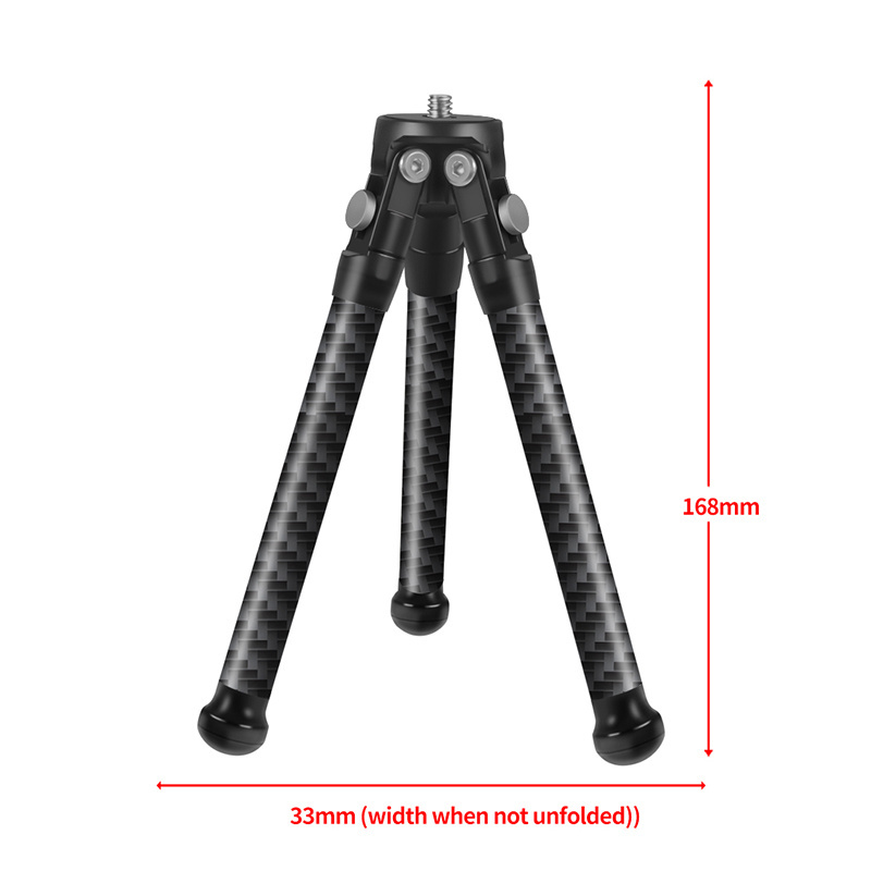 Adjustable Shooting Angle mini Portable Folding Carbon Fiber Mini Tripod for Live  DSLR action camera