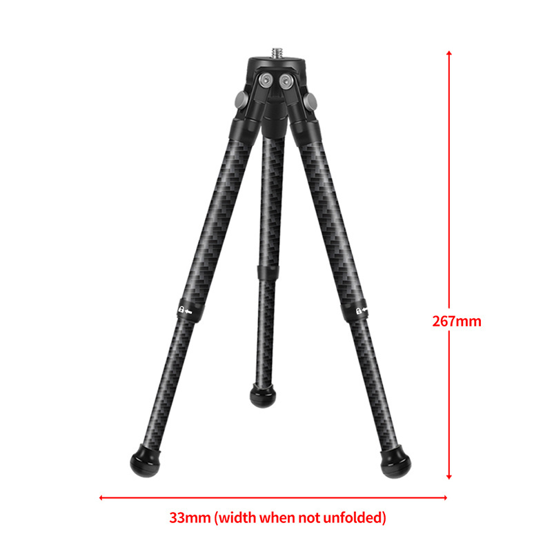 Adjustable Shooting Angle mini Portable Folding Carbon Fiber Mini Tripod for Live  DSLR action camera