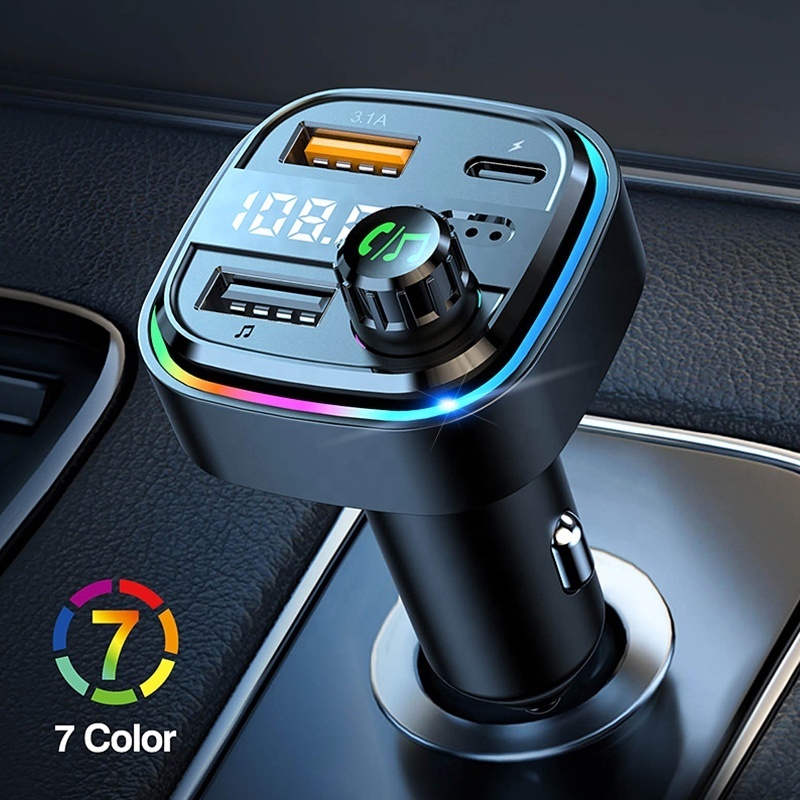 2023 Wireless Multifunctional Bluetooth Handsfree Car Kit/Adapter FM Transmitter/Calling/Mp3 Player, USB Ports for charger