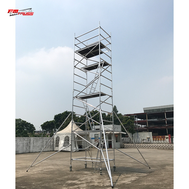 Mobile Scaffolding  Brace Ladders Aluminum Stairs Scaffolding With Wheels For Construction