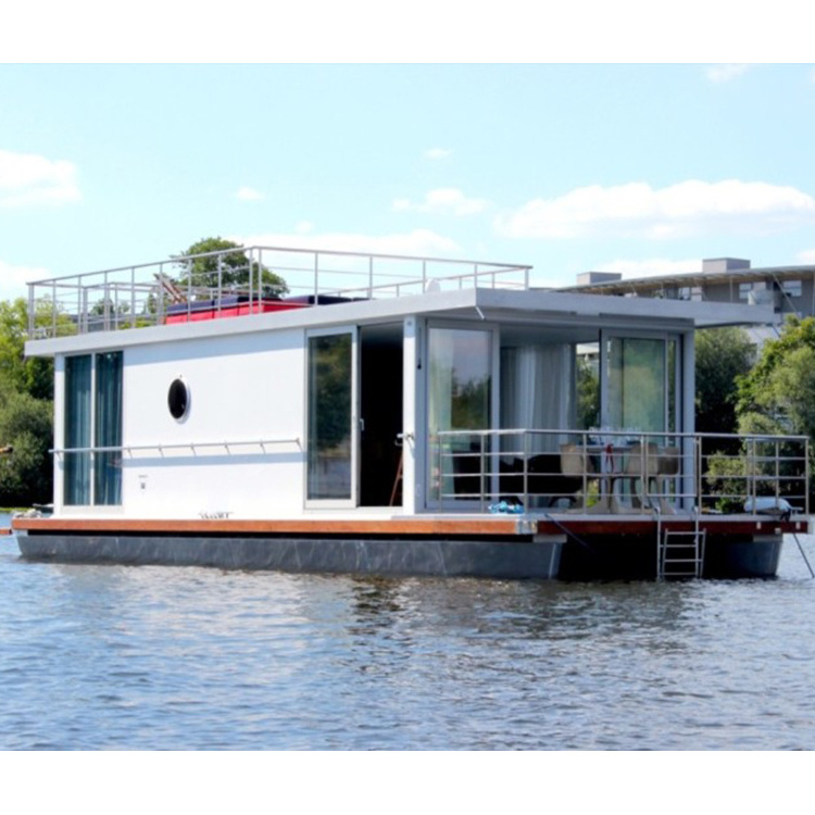 Luxury Mobile Home Sea House Floating House Floating Hotel Houseboat Party Boat Quick Assembly Boathouse With Build-in Furnitu