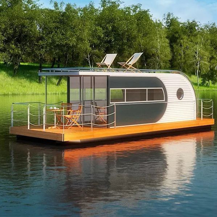 Modern Houseboats Pontoon boat Floating Resort Hotel Catamaran Boathouse Small House On The Water Restaurant Floating Solution