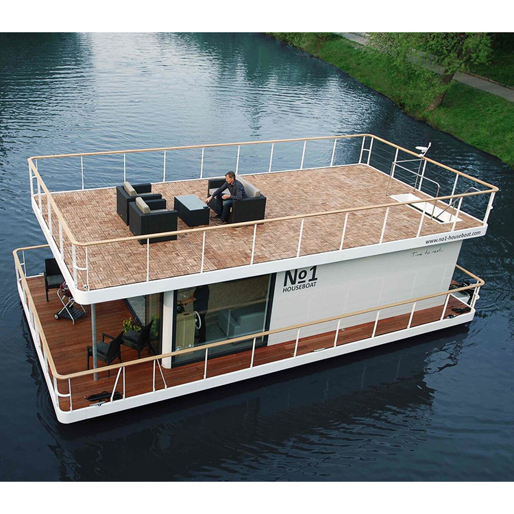 Modern Houseboats Pontoon boat Floating Resort Hotel Catamaran Boathouse Small House On The Water Restaurant Floating Solution