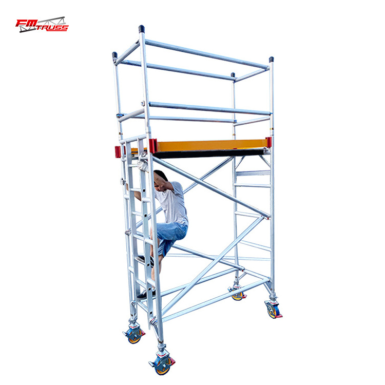 Mobile Scaffolding  Brace Ladders Aluminum Stairs Scaffolding With Wheels For Construction