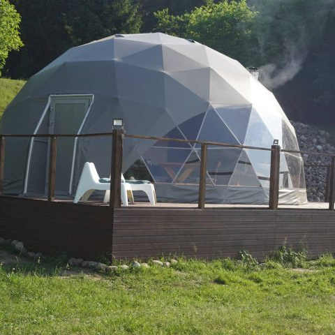 New design steel frame  luxury glamping camping tent with resort hotel dome