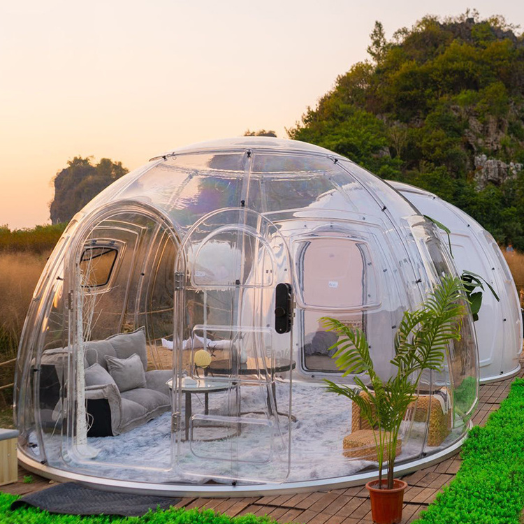 prefab cabin house restaurant home transparent bubble glamping dome ai rental sliding dome tent house