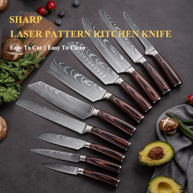 Wholesale knifes set kitchen tools stainless steel kitchen knife damascus kitchen knife set