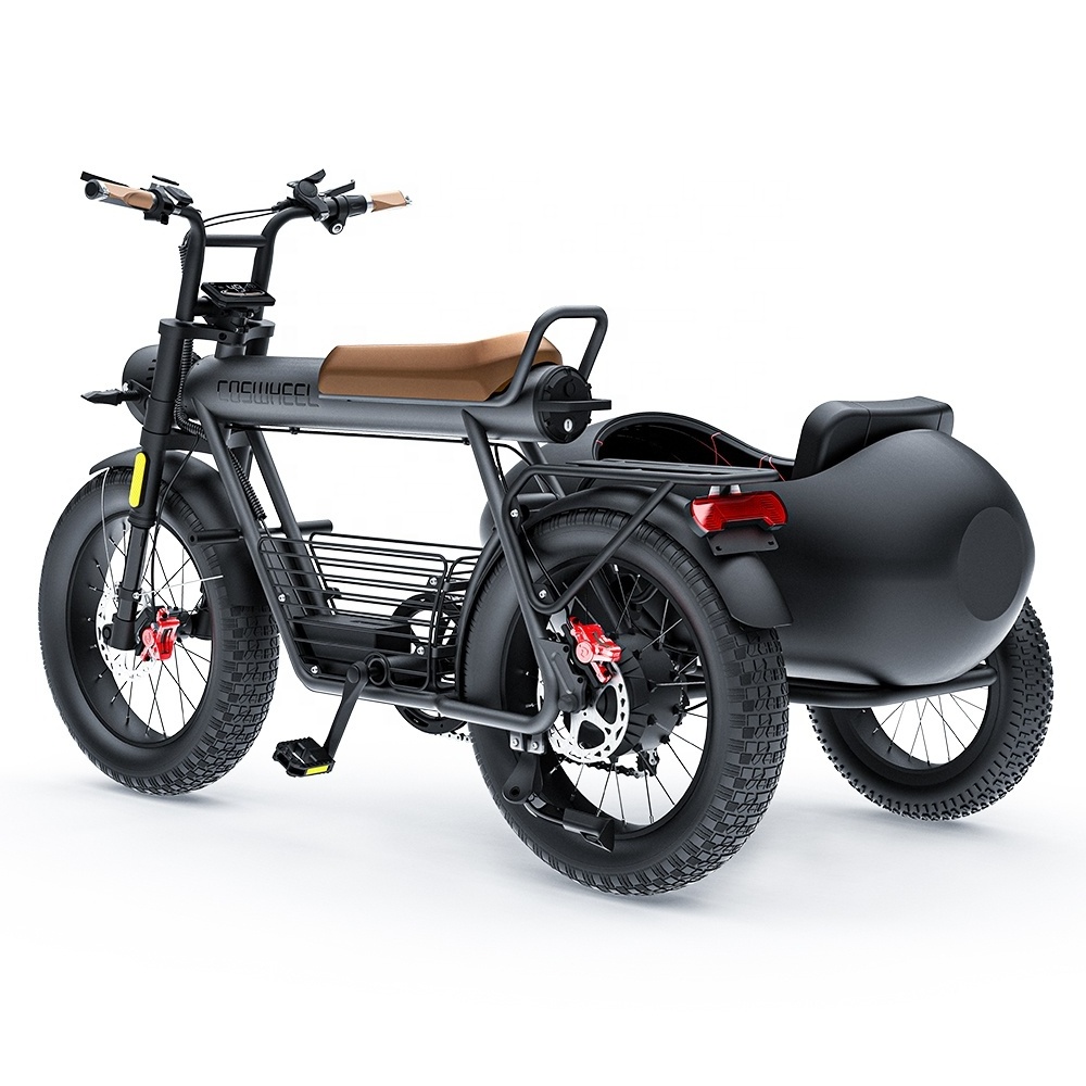 Sidecar 1000w Hybrid Bike Fat Tire E-bike 20inch 3 Wheel Electric Fat Tire Bike Side Car 48v 15ah Fatbike Fattire Bicycle