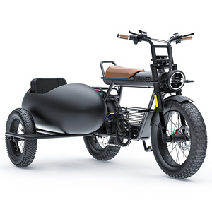 Customized Electric Tricycle Cargo Truck Fat Tire Tricycles for Adult Dual Suspension Retro Vintage E Bike 7 Speed CT20 Side Car