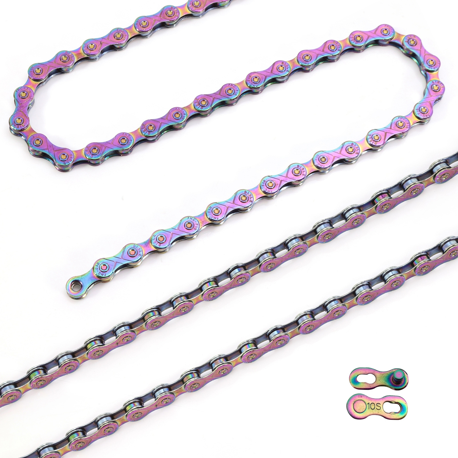 High quality FNC 10 speed rainbow rust proof stainless steel non hollow road mountain bike chain