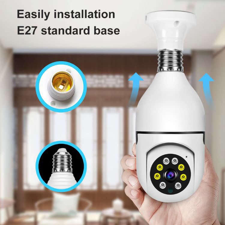 2MP  wifi Wireless Security Camera 2.4G&5G Alarm Motion Detection Indoor/Outdoor PTZ 360 Degree Light Socket Security Camera