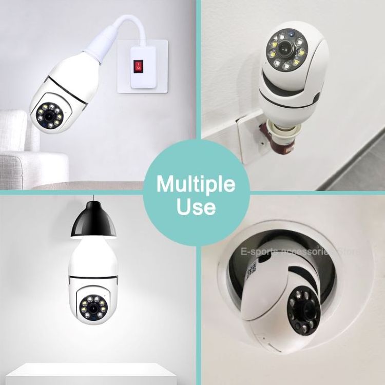 2MP  wifi Wireless Security Camera 2.4G&5G Alarm Motion Detection Indoor/Outdoor PTZ 360 Degree Light Socket Security Camera