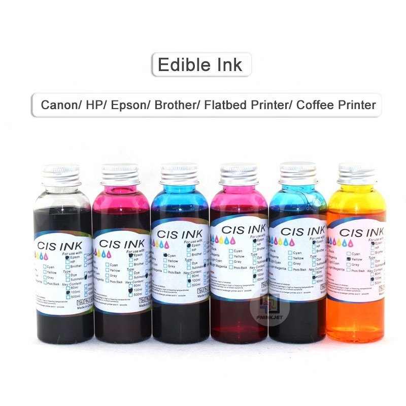 100ml Food Grade Edible Ink for Epson for HP Canon Cake Printing Machine Edible Ink Printer