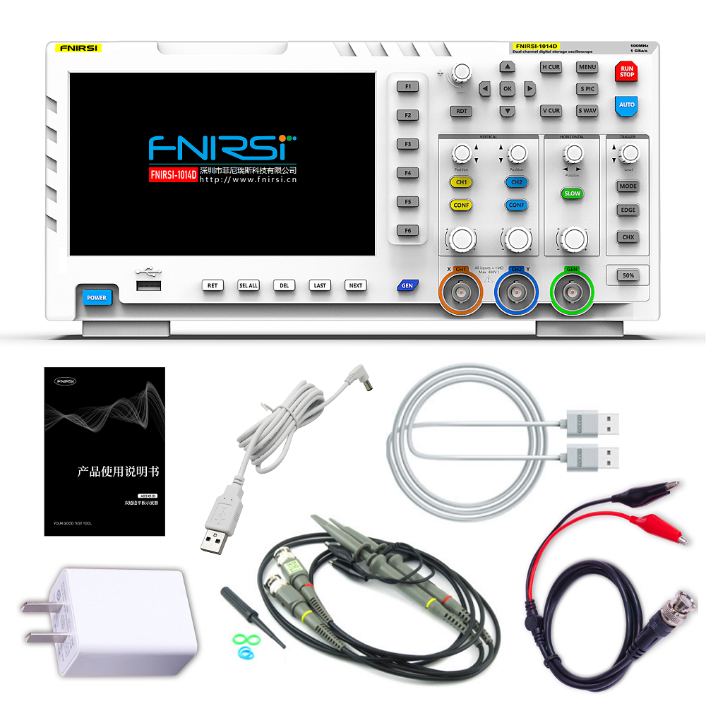 FNIRSI-1014D Oscilloscope 2 in 1 Dual Channel Ana-log Bandwidth 1GSa/s  Portable Digital Storage