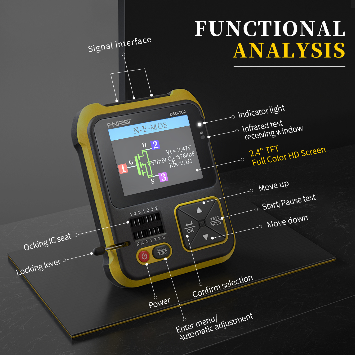 FNIRSI DSO-TC2 Portable Digital Oscilloscope Transistor Tester 2-in-1 Multi-function Multimeter Diode Voltage LCR Detect PWM Out