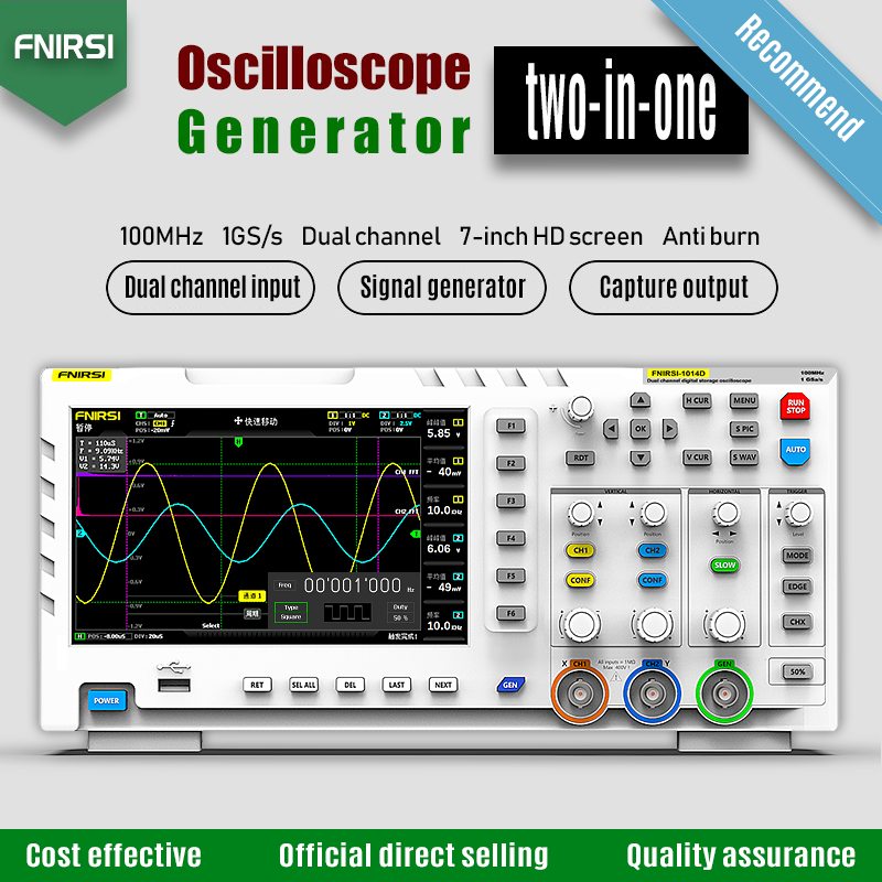 FNIRSI-1014D Oscilloscope 2 in 1 Dual Channel Ana-log Bandwidth 1GSa/s  Portable Digital Storage