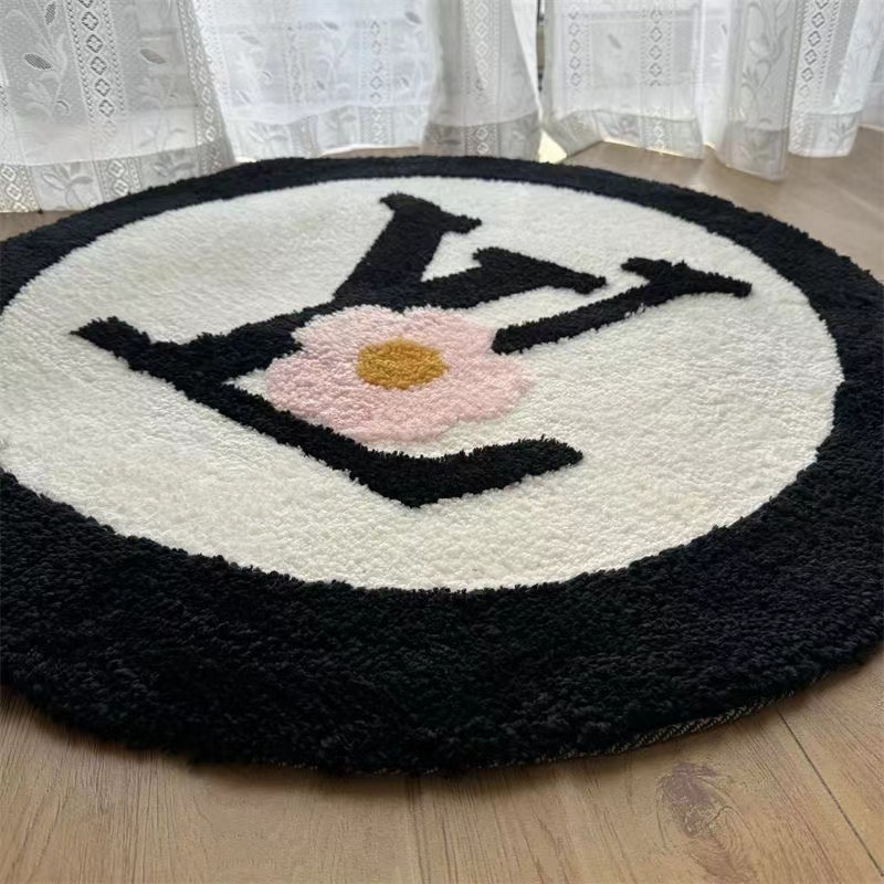 Hand-tufted three-dimensional circular carpet bedroom bed blanket makeup chair advanced thickened living room plush entry mat