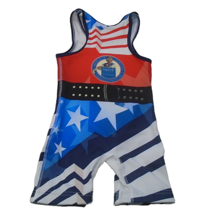 Custom Logo Sublimation Sportswear Camo Weightlifting Youth Singlet Suit Wrestling Singlets