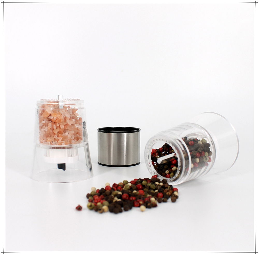 2 in 1 dual manual salt and pepper grinder / acrylic manual salt and pepper mill