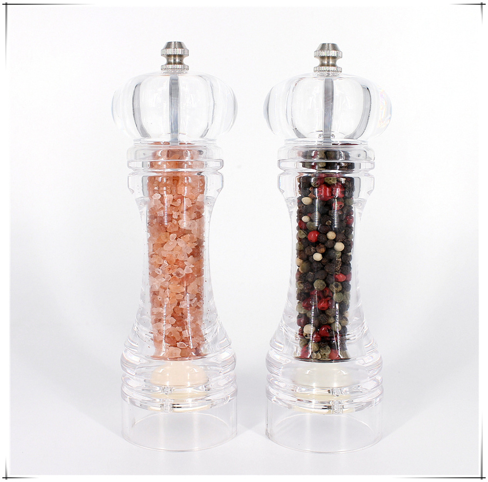 acrylic manual salt and pepper mill set / lusency simple spices grinder