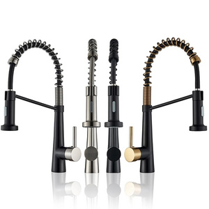 Black Bronze Kitchen Faucet Pull Out Spray Hot and Cold Mixer Tap Brass Single Hole Handle Swivel 360 Degree Torneira