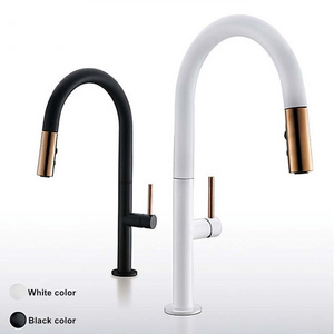 Pull Out Rotation Spray Mixer Kitchen Faucet Matte Black Cold And Hot Water Single Handle Brass Kitchen Sink Faucet