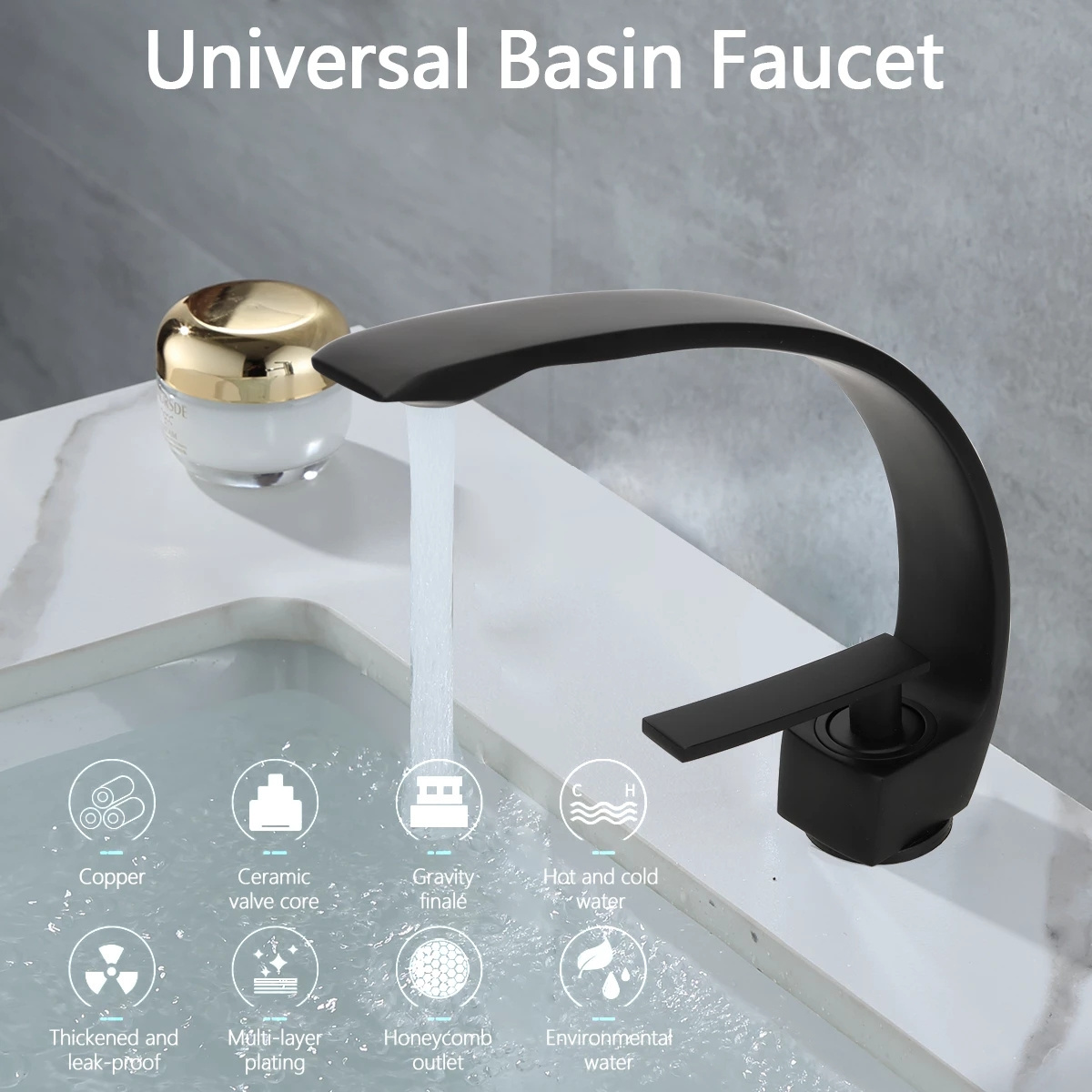 Bathroom Faucet Rose Gold White Bathroom Basin Faucet Cold Hot Water Mixer Sink Tap Deck Mounted Black Tap