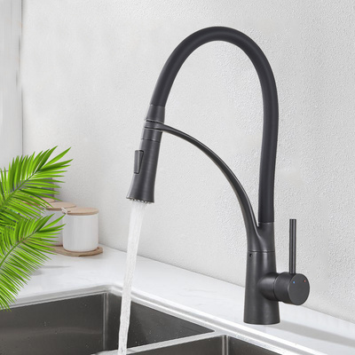 Matte Black Kitchen Sink Faucet Pull Down Swivel Spout Kitchen Sink Tap Deck Mounted silicone faucet mat for kitchen sink