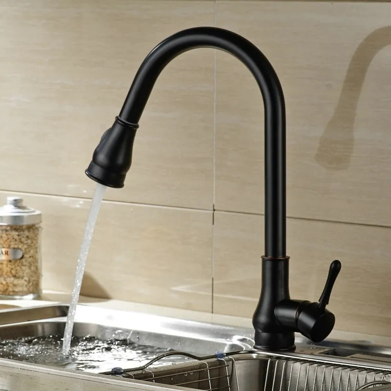 Kitchen Faucets Gray Single Handle Pull Out Kitchen Tap Single Hole Handle Swivel 360 Degree kichen faucet kitchen sink