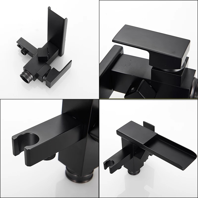 Brass Bathtub Floor Faucet Bath Stand Hot&cold Tap Floor Standing Bath Mixer black bathtub faucet folding bathtub faucet