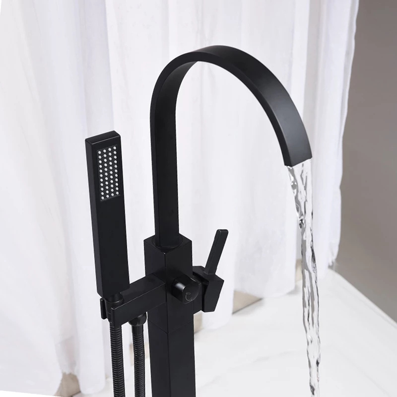 Bathtub Faucet Floor Standing Bath Tub Mixers Rotate Spout Hot And Cold Water Tap Brass Bathroom Shower Sets Crane