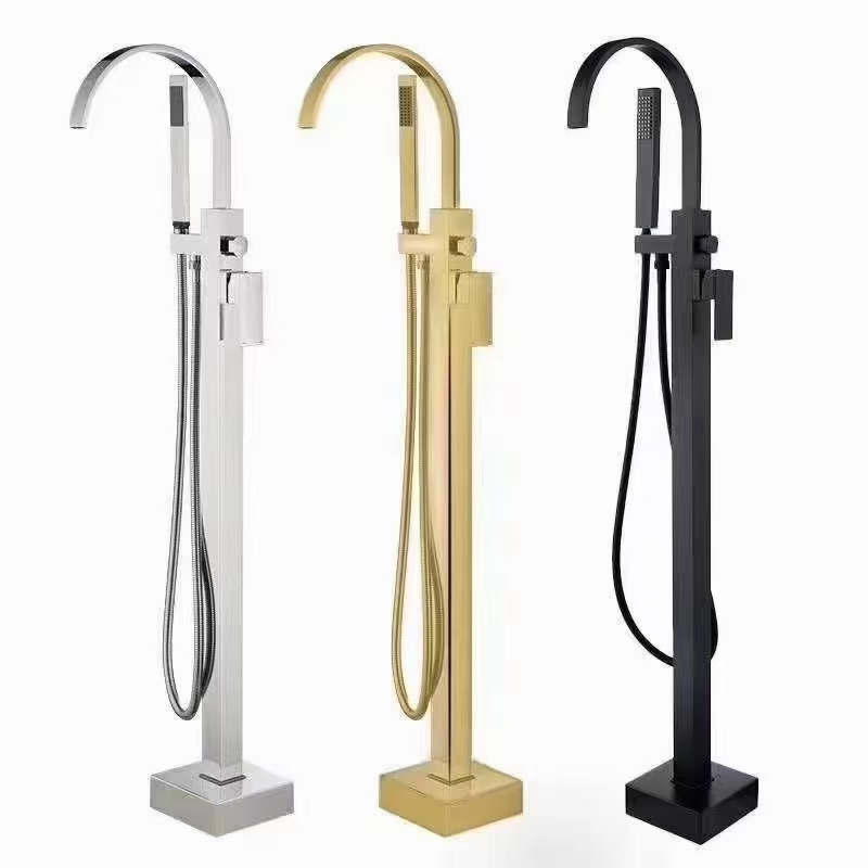 Bathtub Faucet Floor Standing Bath Tub Mixers Rotate Spout Hot And Cold Water Tap Brass Bathroom Shower Sets Crane