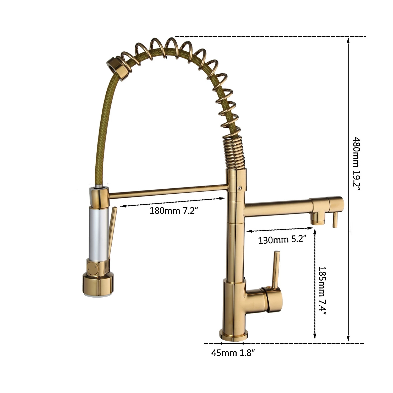 Gold Brass kitchen faucet magnetic suction pull-out design single handle cold and hot double control two-function sink faucet