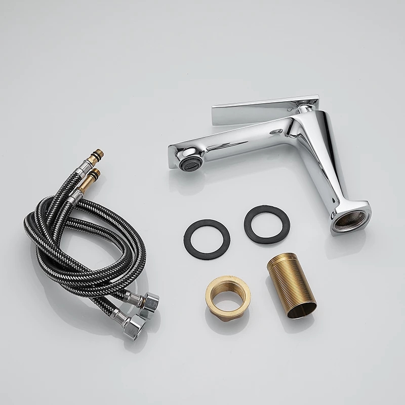 Basin Faucets White Color Basin Mixer Tap Bathroom Faucet Hot and Cold Chrome Finish Brass Toilet Sink Water Crane robinet