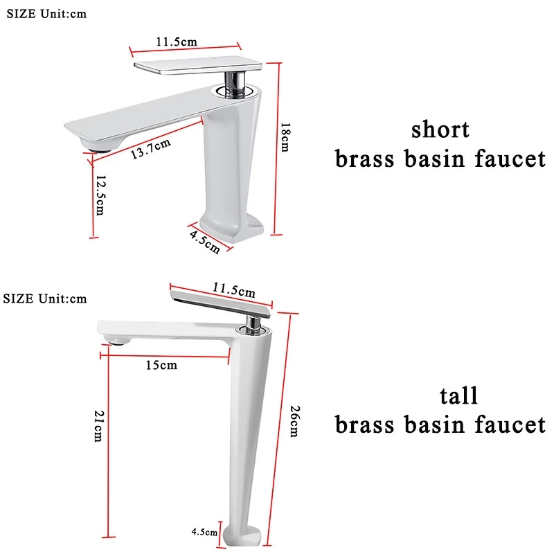 Basin Faucets White Color Basin Mixer Tap Bathroom Faucet Hot and Cold Chrome Finish Brass Toilet Sink Water Crane robinet