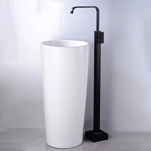 freestanding wash basin Black Shower System Bathtub Taps Free Standing Bathtub Tap Floor Mounted Faucet Shower Mixer Tap